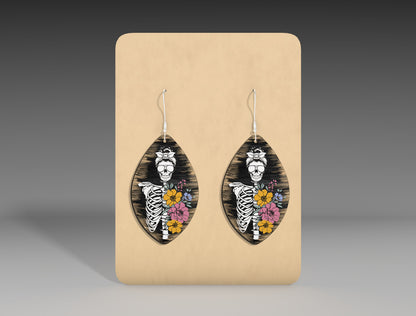 Halloween Floral Skeleton Earrings SVG Bundle 3 Designs for Glowforge LightBurn