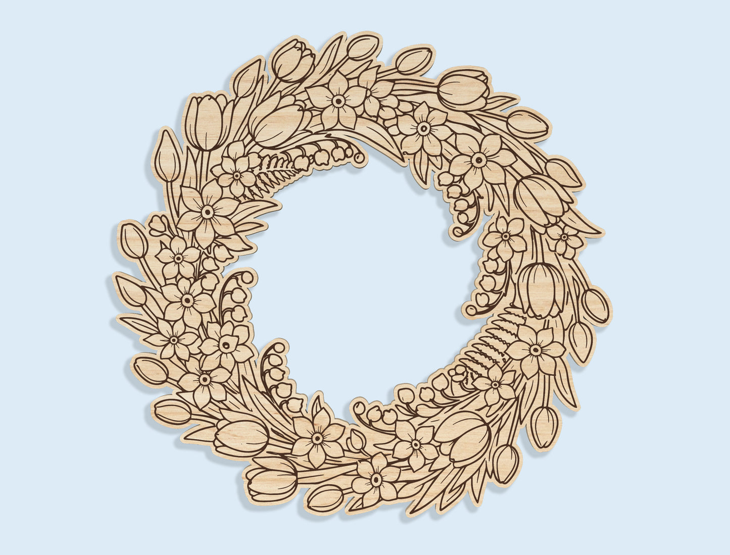 Floral Wreath Door Sign SVG Bundle Spring for LightBurn and xTool