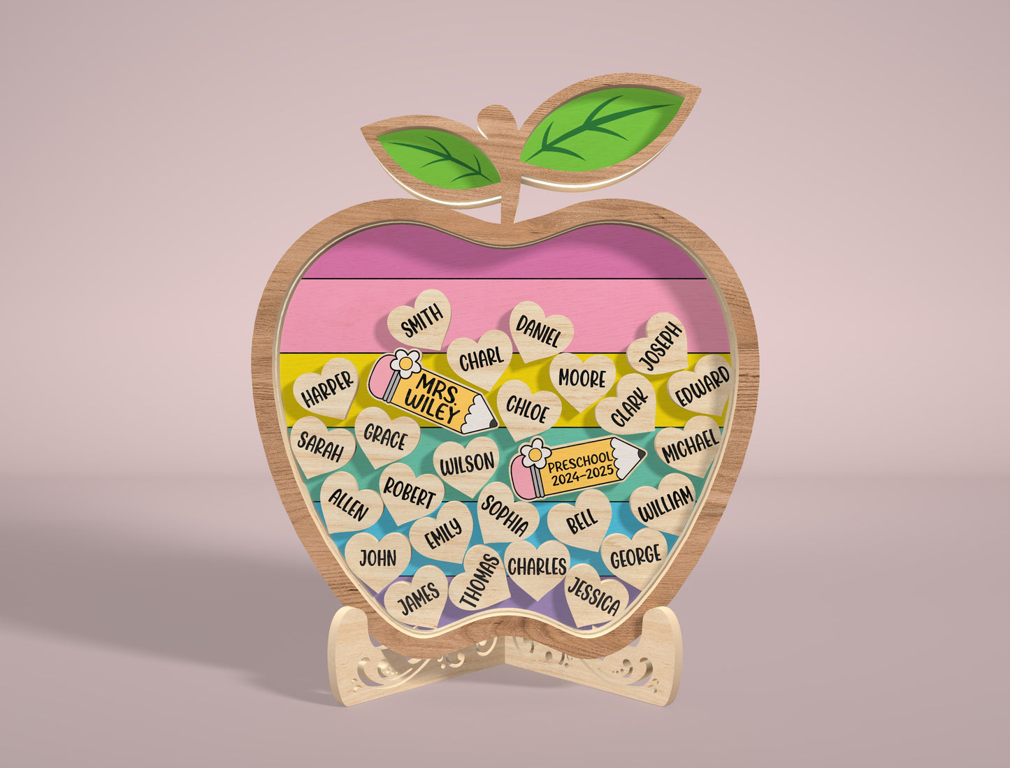 Personalized Teacher Shaker Decor SVG Laser Cut File for LightBurn and Glowforge