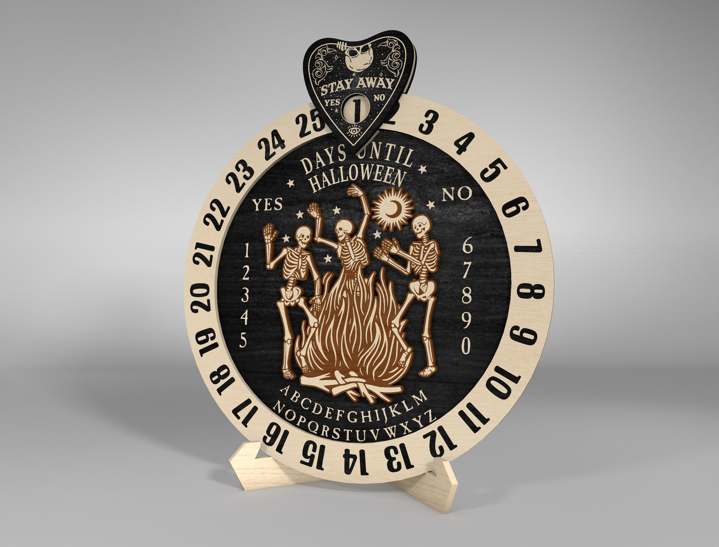 Halloween Skeleton Countdown Board SVG for LightBurn xTool