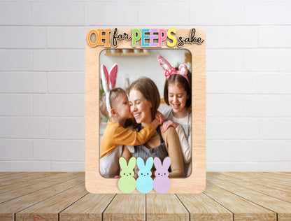 Personalized Easter Bunny Family Photo Frame Laser Cut File | Oh For Peeps Sake | Glowforge, xTool, LightBurn, etc.