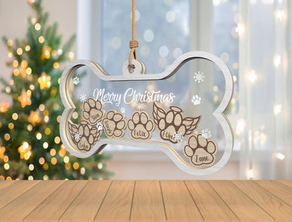 Dog Bone Shaker Ornament SVG Pet Memorial Christmas Decor Laser Cut File for Lightburn