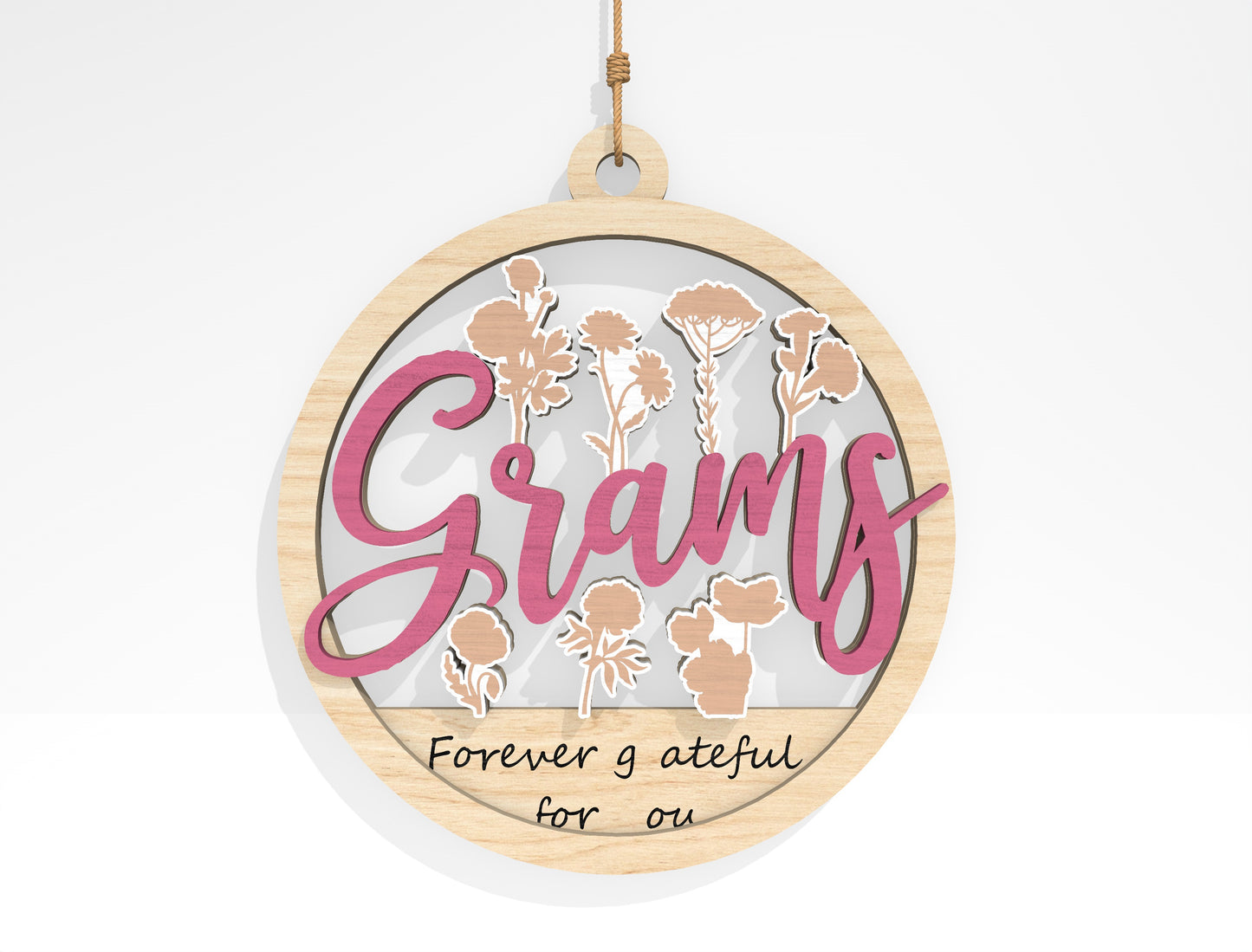 Mother's Day Floral Round Ornament SVG Bundle for Glowforge