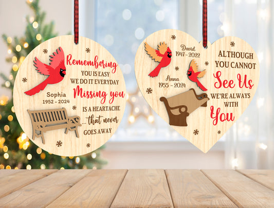Cardinal Memorial Ornament SVG Heart Remembrance Quote Decor Laser Cut File for Glowforge