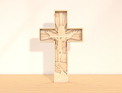 Multilayer Cross SVG Bundle 7 Layer Jesus Crucifix 2 Designs for Glowforge