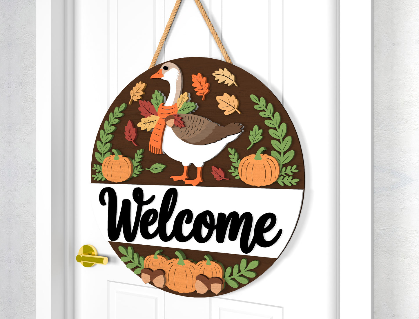Fall Goose Welcome Door Hanger SVG for Glowforge xTool LightBurn