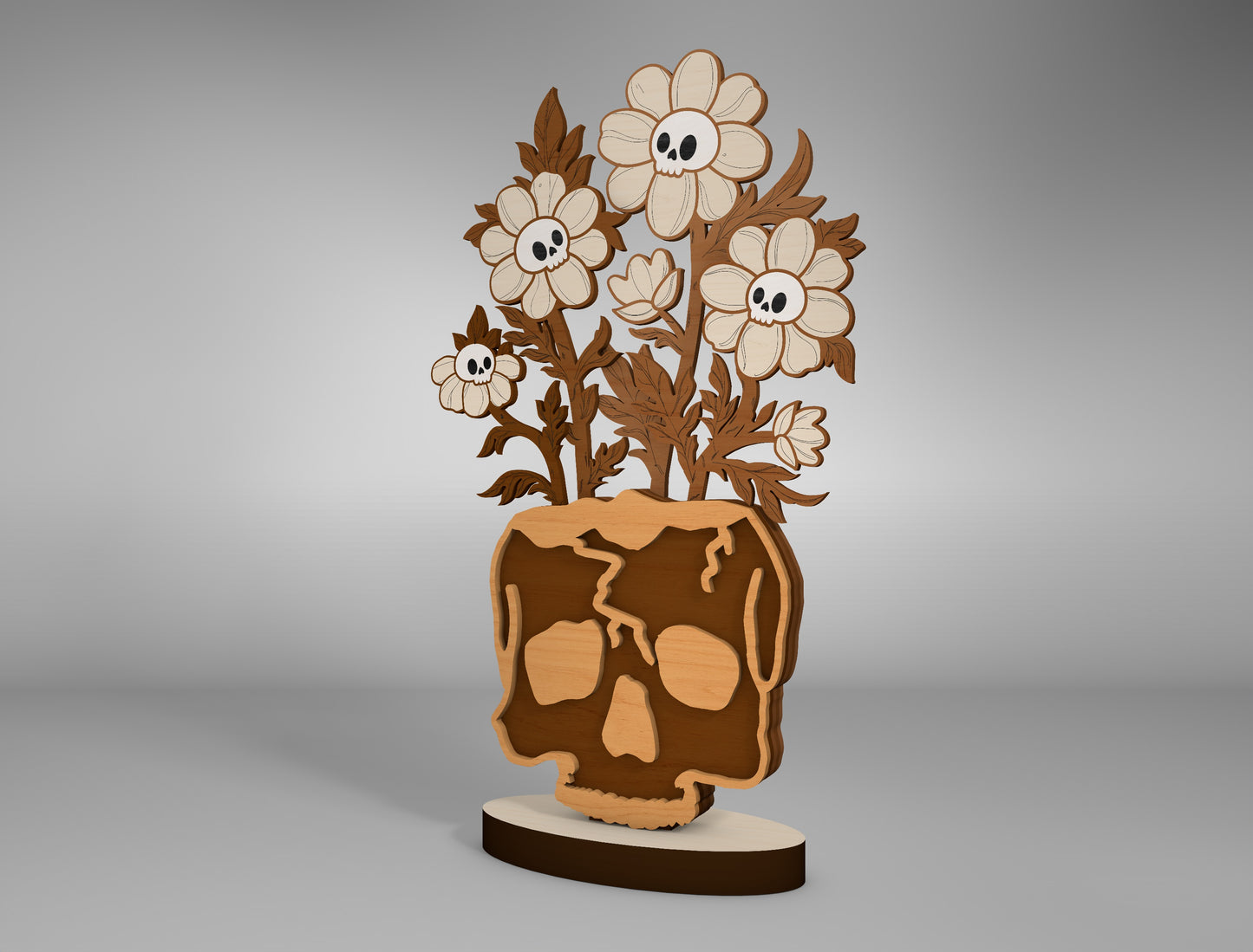 Halloween Skull Flower Table Decor SVG for Glowforge xTool LightBurn