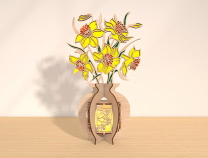 Mother’s Day Floral Lantern Laser Cut File Bundle – 6 Designs | Flower Shadow Lantern | Layered Wooden Decor | Glowforge, xTool, LightBurn, etc.