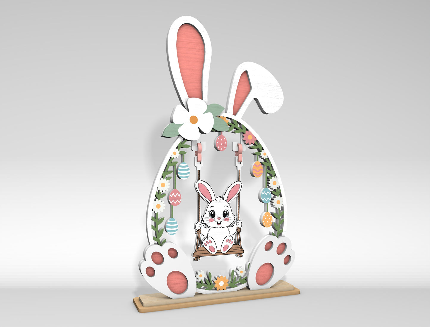 Easter Bunny Swing Set SVG 2 Designs Laser Cut for LightBurn and Glowforge