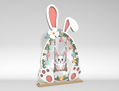 Easter Bunny Swing Set SVG 2 Designs Laser Cut for LightBurn and Glowforge