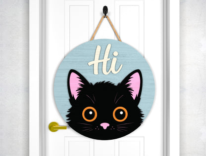 2 Halloween Black Cat Door Sign SVG Laser Cut Files for LightBurn