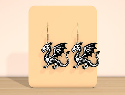 Halloween Animal Skeleton Earrings SVG Bundle Laser Cut File | 10 Spooky Animal Designs | Gothic Jewelry Style | Glowforge, xTool, LightBurn, etc.