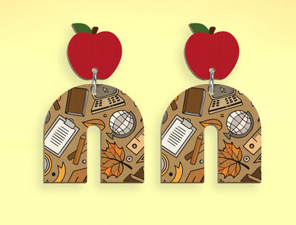 Teacher Arch Earrings SVG Laser Cut File for Glowforge and xTool