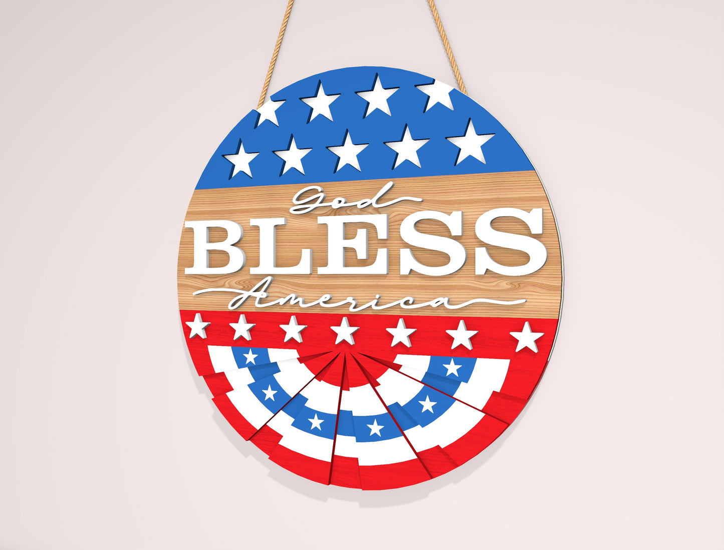 God Bless America Door Sign SVG for Glowforge and LightBurn