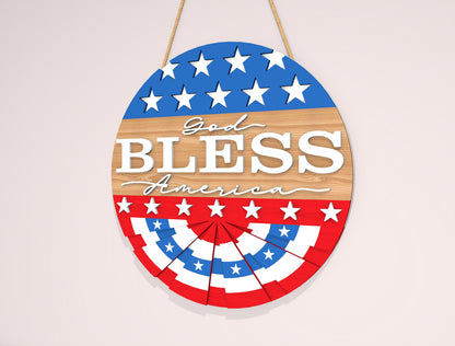 God Bless America Door Sign SVG for Glowforge and LightBurn