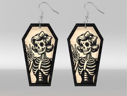 8 Skeleton Coffin Earrings SVG Halloween Laser Cut Bundle for LightBurn