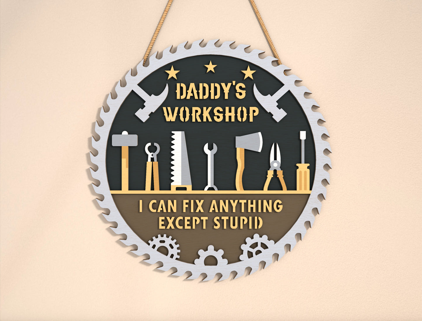 Dad’s Workshop Laser Cut File | Funny Workshop Sign | Industrial Wooden Decor | Glowforge, xTool, LightBurn, etc.