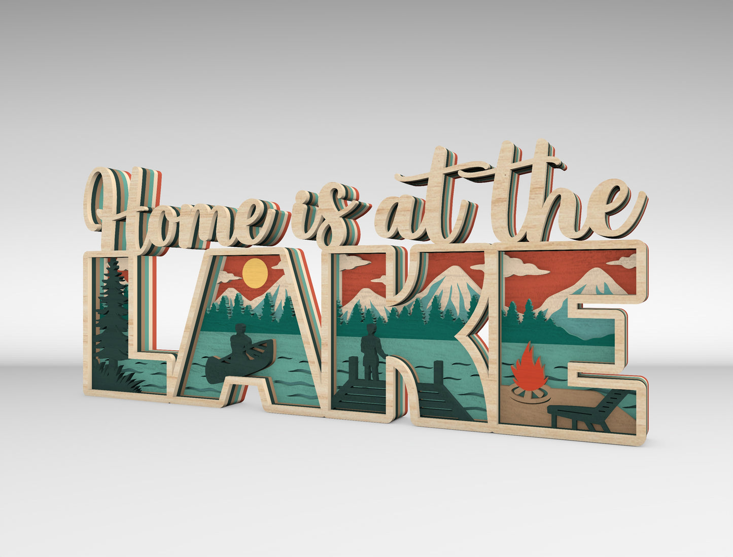 Home Is at the Lake Multilayer SVG for Glowforge and xTool