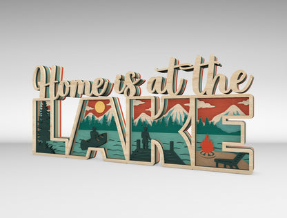 Home Is at the Lake Multilayer SVG for Glowforge and xTool