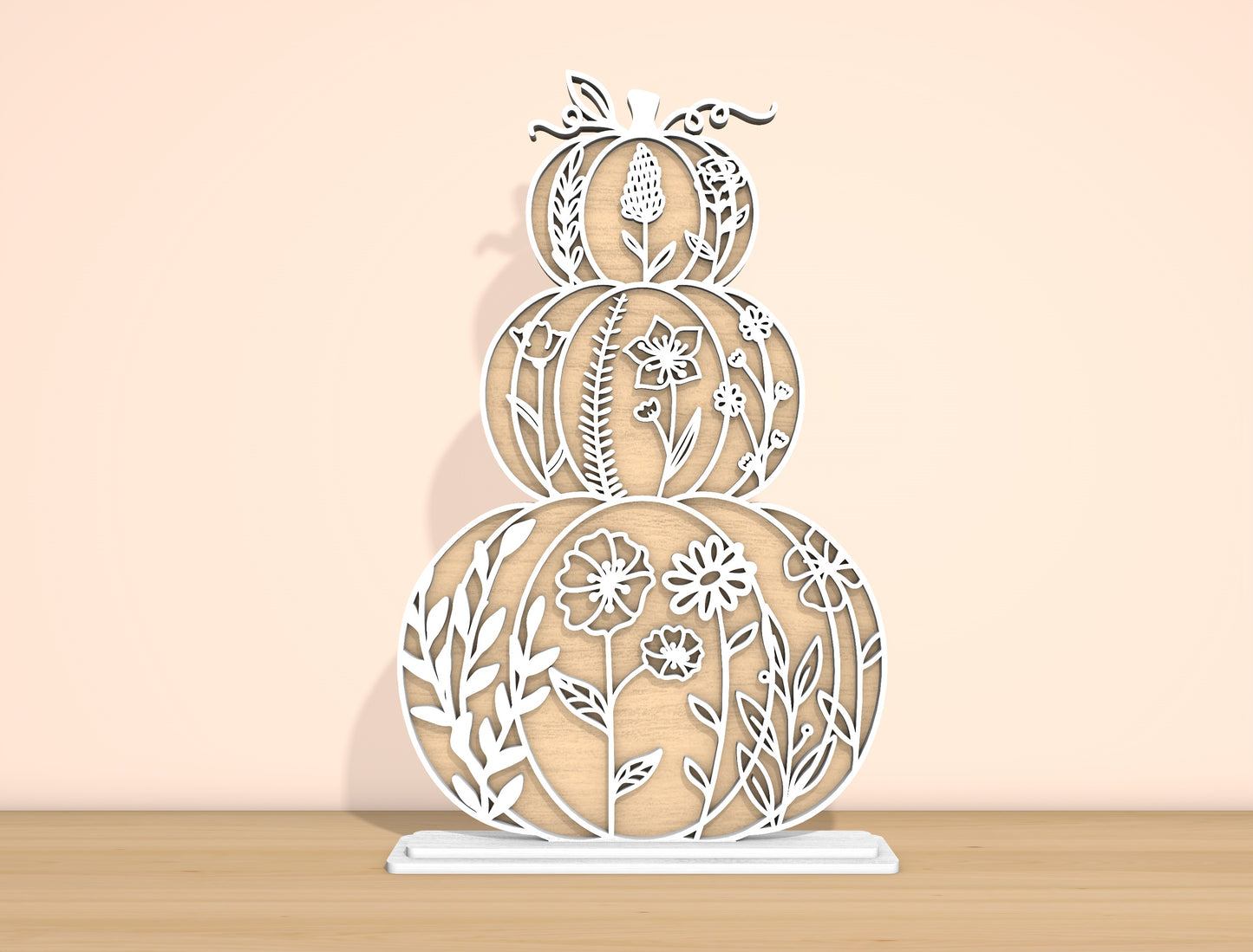 Floral Stacked Pumpkins SVG Set for Glowforge xTool LightBurn 2 Designs