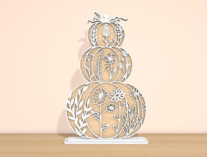 Floral Stacked Pumpkins SVG Set for Glowforge xTool LightBurn 2 Designs
