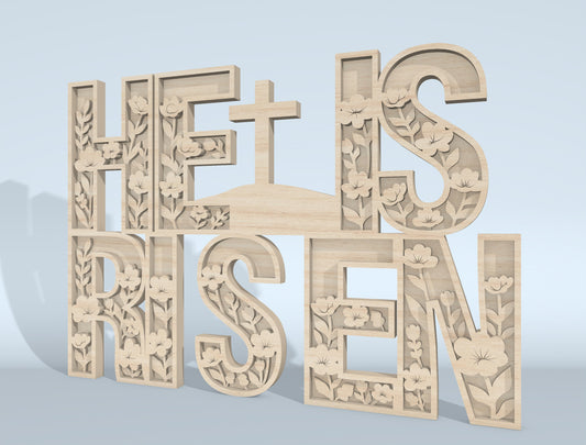 He Is Risen Multilayer SVG Christian Word Art for LightBurn and xTool