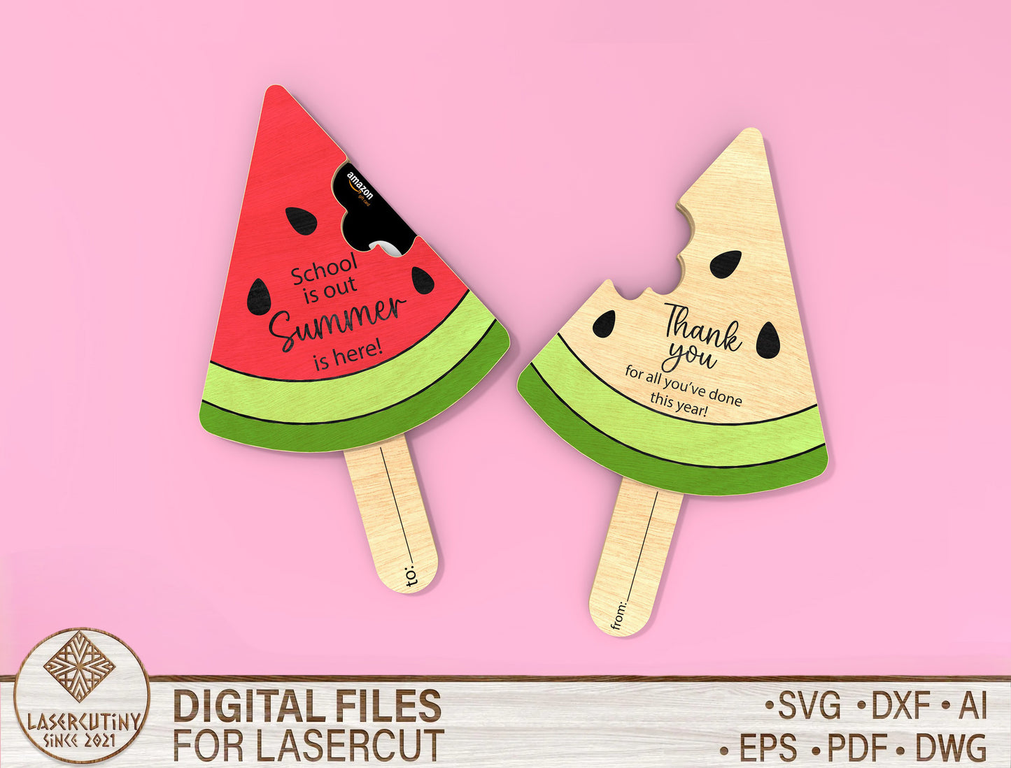 Watermelon Popsicle Gift Card Holder Laser Cut File for Glowforge and LightBurn
