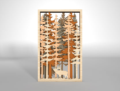 Forest Wall Hanging SVG Multilayer for Glowforge and xTool Laser Cut File