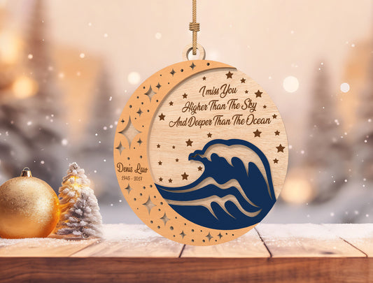 Moon Ocean Wave Memorial Ornament SVG Laser Cut File