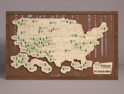 USA National Parks Map SVG Laser Cut File for xTool and Glowforge