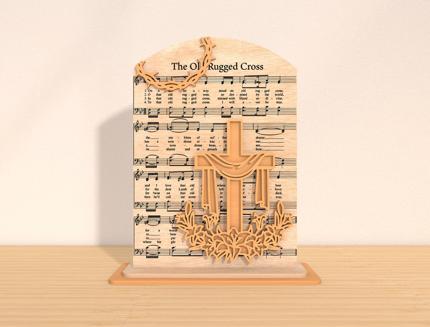 Multilayer Cross Hymn SVG Bundle Christian Music Sheet for Glowforge