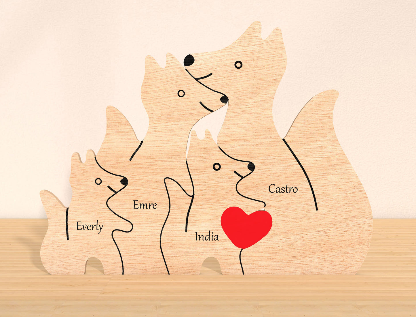 Wolf Family Puzzle Sign SVG Personalized Wolf Pack for Glowforge