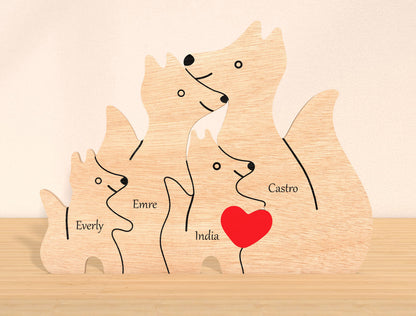 Wolf Family Puzzle Sign SVG Personalized Wolf Pack for Glowforge