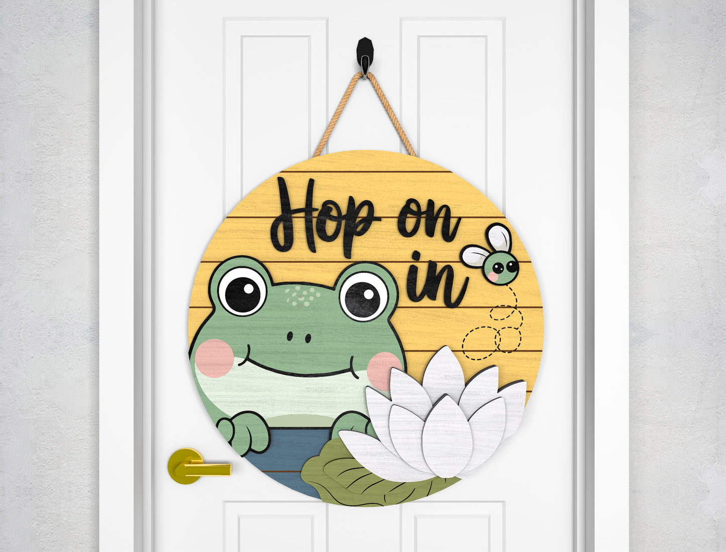 Hop On In Frog Door Sign SVG Laser Cut File for Glowforge and LightBurn