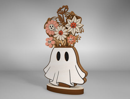 Halloween Ghost Plant Multilayer SVG Standing Shelf Sitter for LightBurn Glowforge xTool
