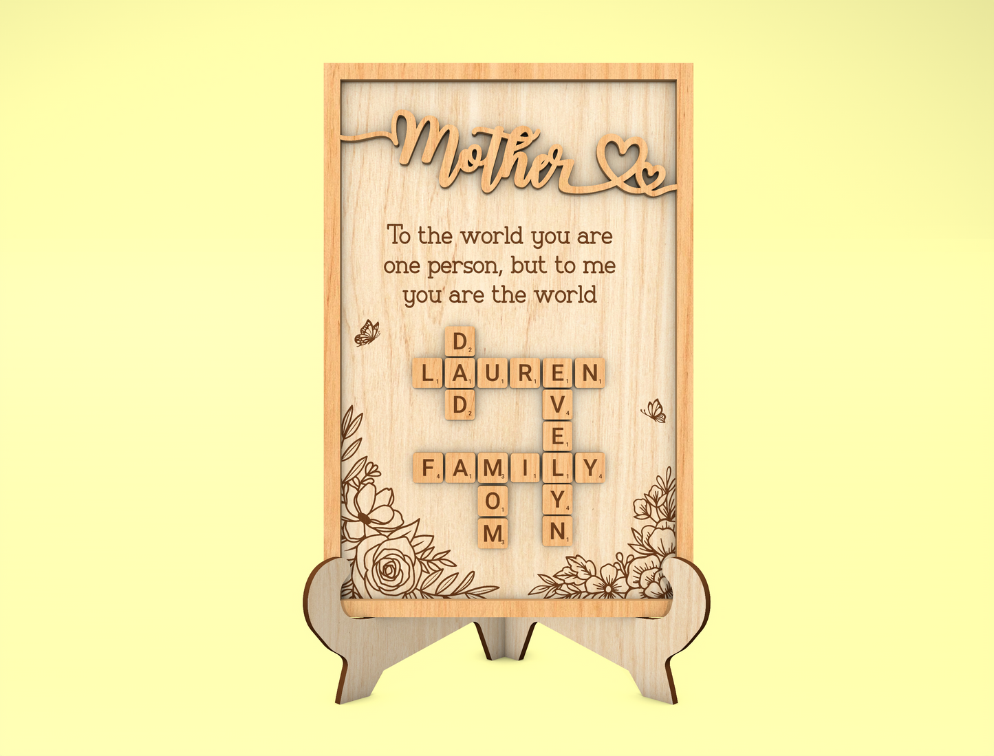 Custom Name Crossword Mama Sign SVG for LightBurn and Glowforge