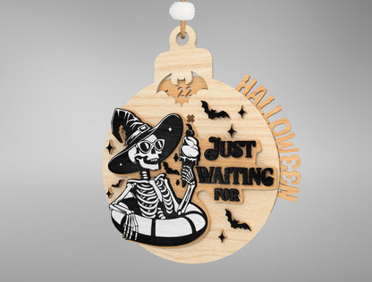 Halloween Skeleton Countdown Ornament SVG for Glowforge xTool LightBurn