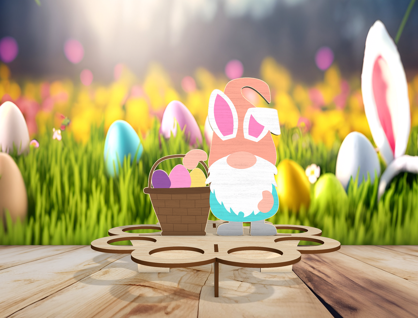 Easter Gnome Egg Holder SVG Spring Egg Display for LightBurn and xTool