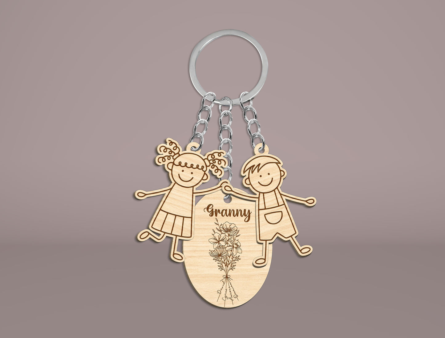 Mom Title Floral Keychain SVG Bundle for LightBurn and Glowforge