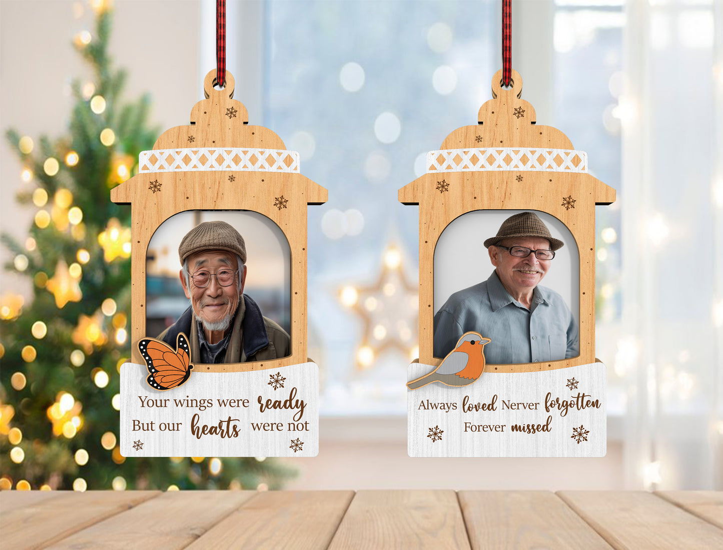 Memorial Photo Ornament SVG In Loving Memory Lantern Design Laser Cut File for LightBurn