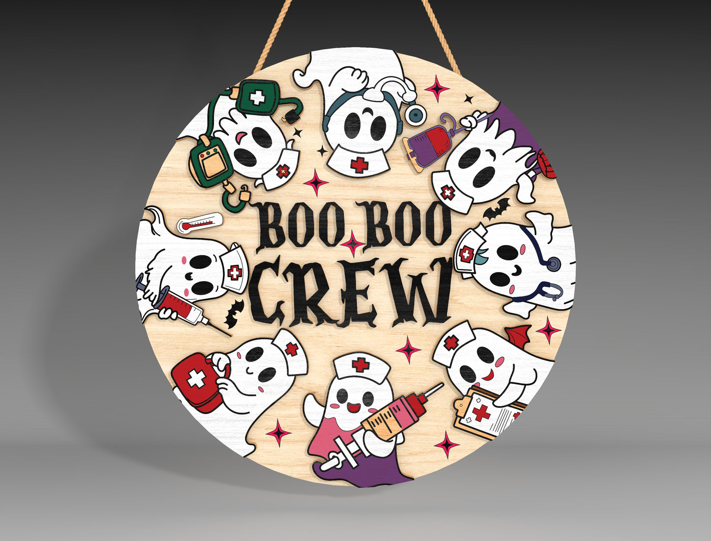 Halloween Cow Ghost Round Sign SVG Bundle 3 Designs for xTool LightBurn