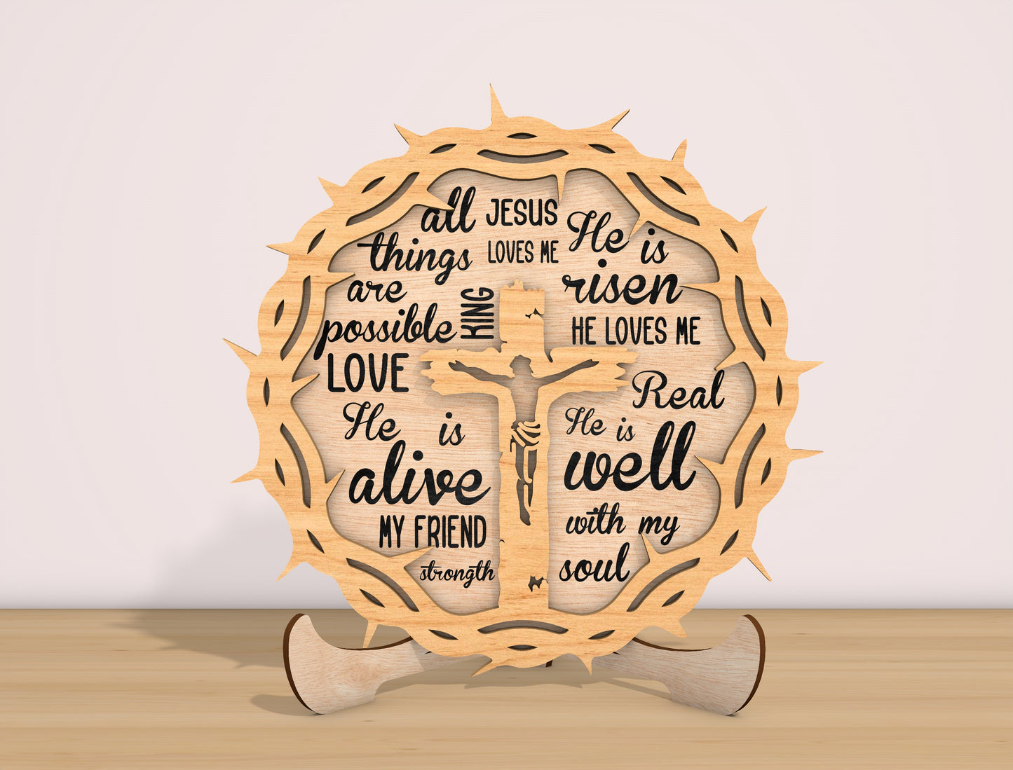 Christian Easter Typography Sign SVG Bundle Bible Verse for LightBurn