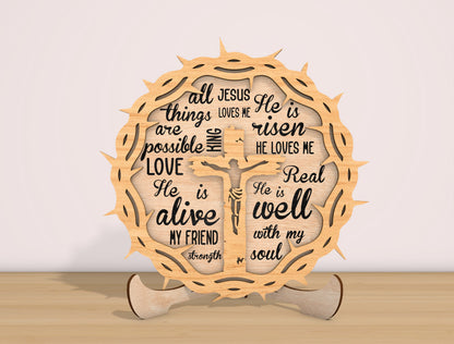 Christian Easter Typography Sign SVG Bundle Bible Verse for LightBurn