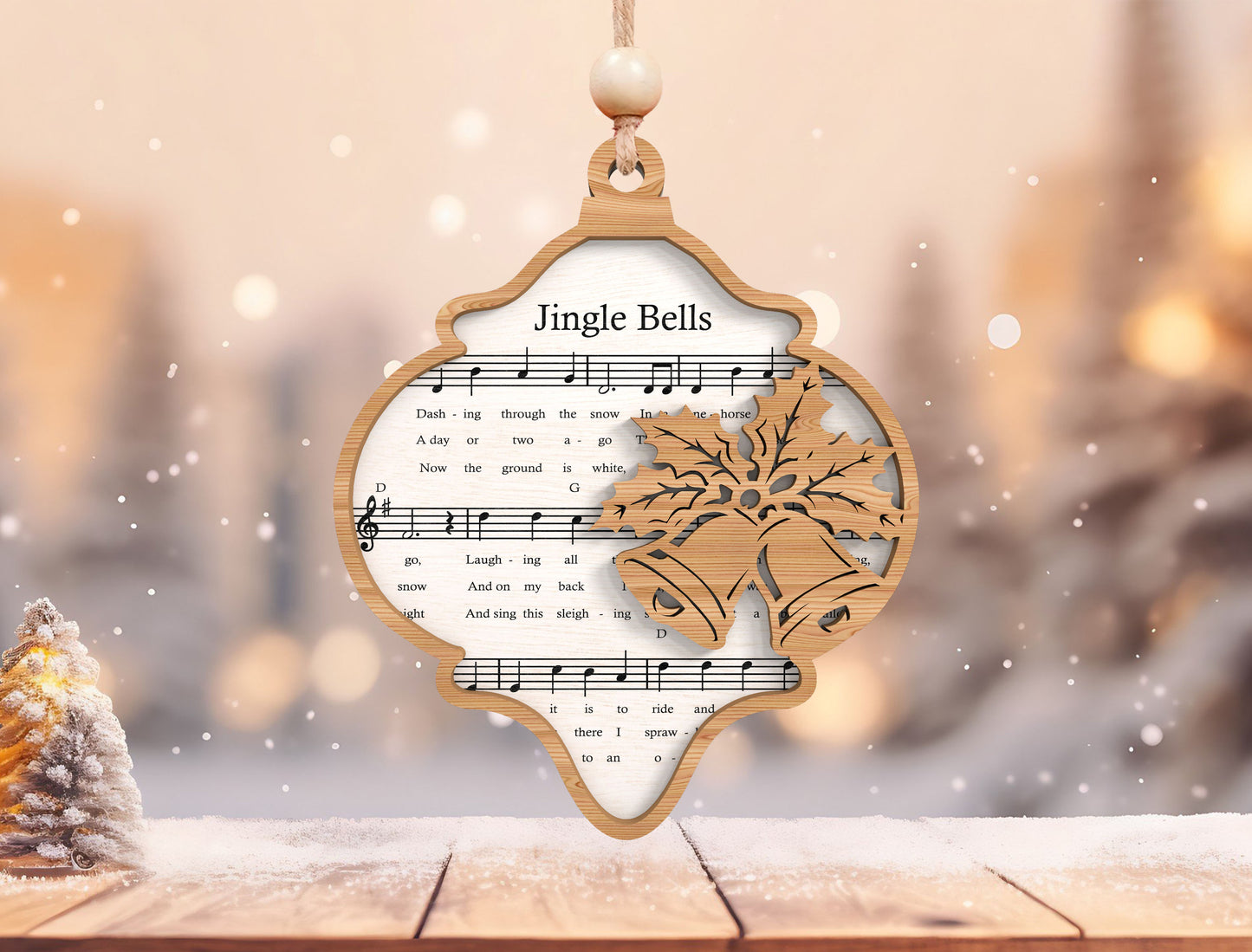 Christmas Sheet Music Ornament Laser Cut File | Vintage Hanging Ornament | Ready to Cut | Glowforge, xTool, LightBurn, etc.
