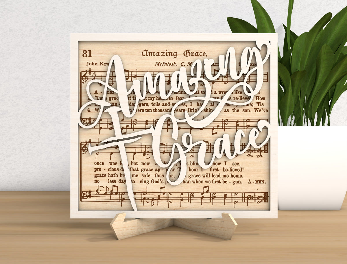 Amazing Grace Hymn Cross Wood Sign SVG 4