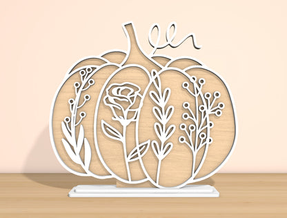Floral Pumpkin & Gourd SVG Bundle Laser Cut File | Fall Tabletop Decor | Elegant Botanical Style | Glowforge, xTool, LightBurn, etc.