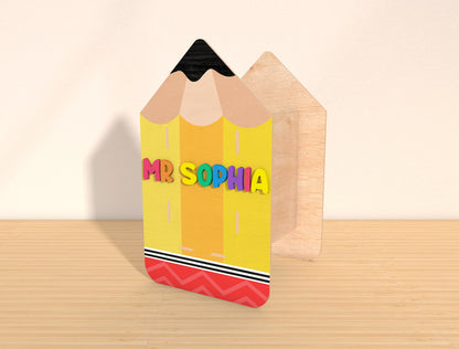 Personalized Teacher Pen Holder SVG Bundle Laser Cut File for Glowforge and xTool