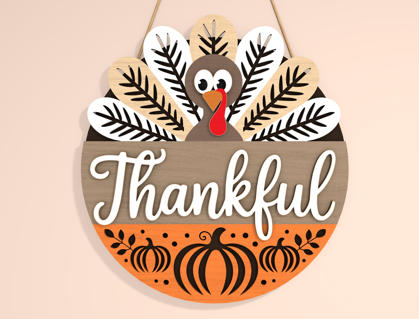 Thankful Gobble Turkey Door Hanger SVG Bundle for Glowforge xTool LightBurn | 2 Designs