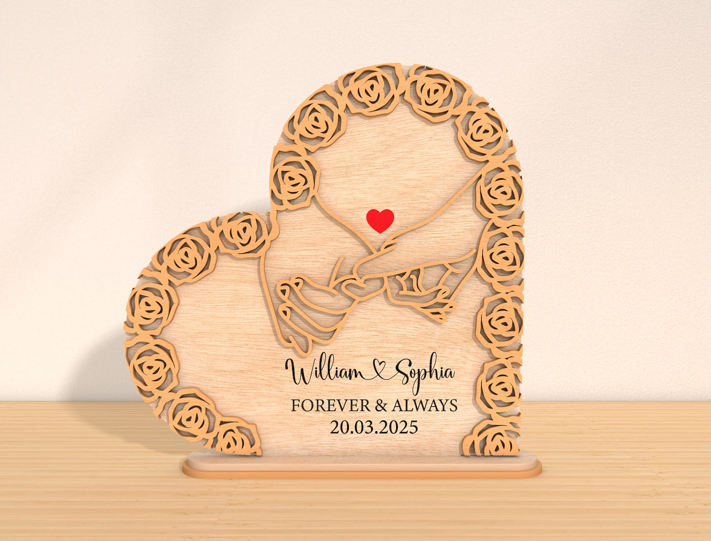 Mom Rose Heart Sign SVG Mother's Day Floral Plaque for Glowforge