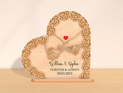 Mom Rose Heart Sign SVG Mother's Day Floral Plaque for Glowforge